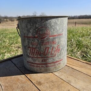 Vintage FRABILL'S MIN-O-LIFE Galvanized Metal Floating Minnow Bucket #480, Decor